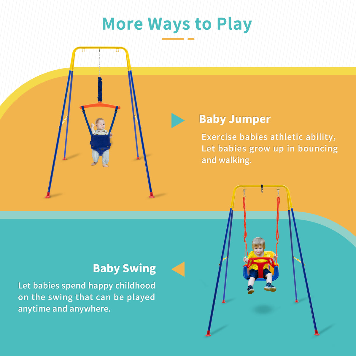 4-in-1 Swing Set and Baby Jumper Outdoor/Indoor, Toddler Swing