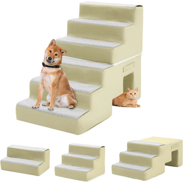 Dog Stairs for Small Dogs, Dog Stairs for High Beds, Non-Slip Bottom 28" Dog Steps for Beds and Couches, Pet Stairs for Small Large Dogs with 30D High-Density Sponge, 2/3/6 Steps