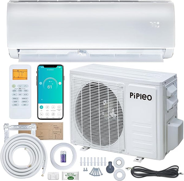 9000 BTU Mini Split AC/Heating System,19 SEER with Heat Pump, Cools up to 450 Sq.Ft, 115V Wifi Enabled Air Conditioner & Heater Ductless Inverter System (9000 BTU - 115v/19 SEER - WIFI)