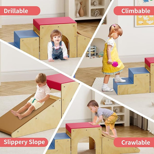 Pikler Triangle Set 3 in 1, Foam Padded Toddler Climbing Toys Indoor