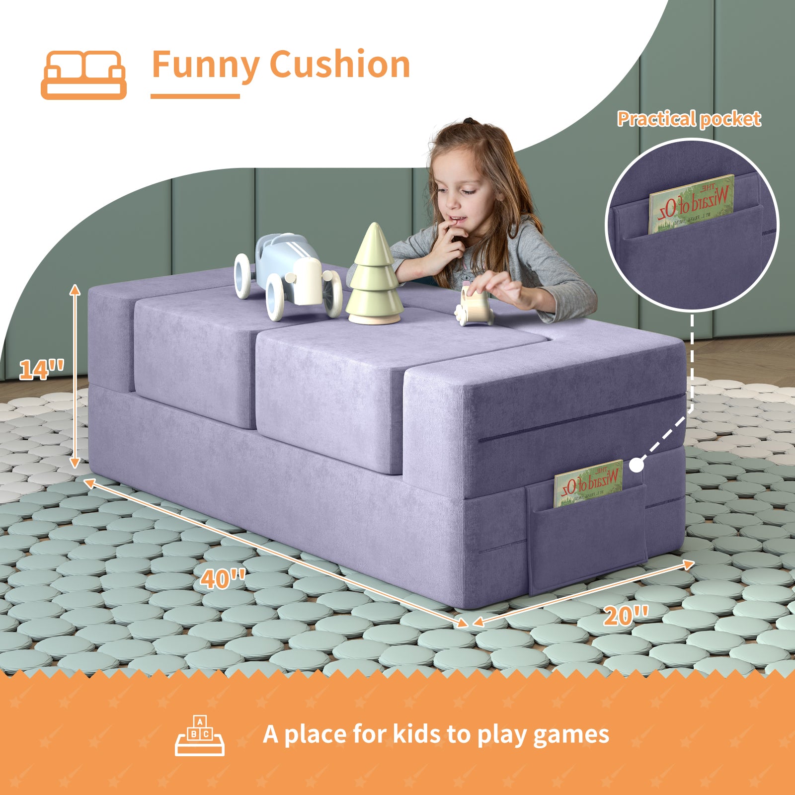 Multi-color Kids and Washable Couch, Covers Durable with – Play Couch