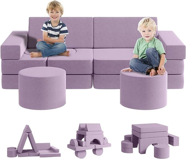 Modular Kids Play Couch13PCS, Modular Couch Kids with 2 Ottomans, Fold Out Kids Couch for Playroom Bedroom, Modular Kids Couch for Boys and Girls, Kids Play Couch for Kids