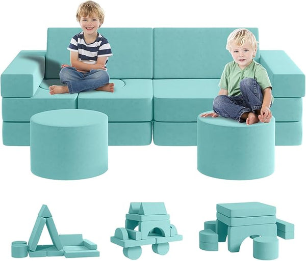 Modular Kids Play Couch13PCS, Modular Couch Kids with 2 Ottomans, Fold Out Kids Couch for Playroom Bedroom, Modular Kids Couch for Boys and Girls, Kids Play Couch for Kids