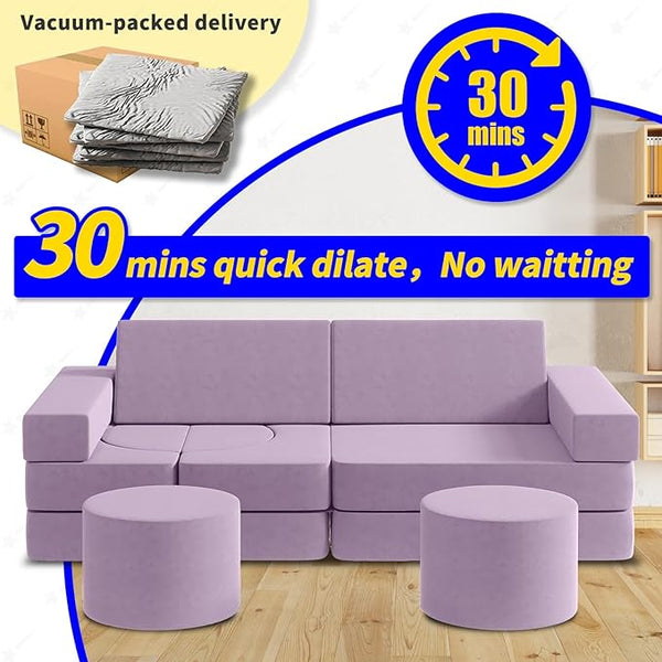 Modular Kids Play Couch13PCS, Modular Couch Kids with 2 Ottomans, Fold Out Kids Couch for Playroom Bedroom, Modular Kids Couch for Boys and Girls, Kids Play Couch for Kids