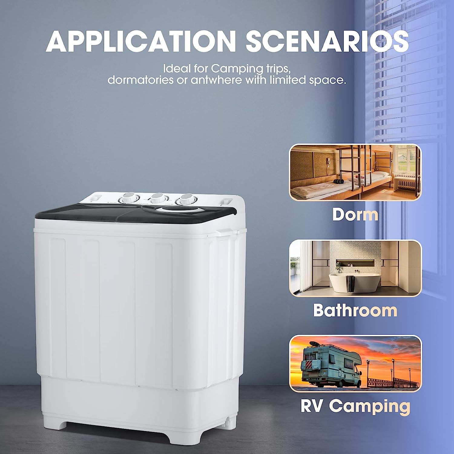 Portable Washing Machine Full Automatic Compact Washer Spin Dryer