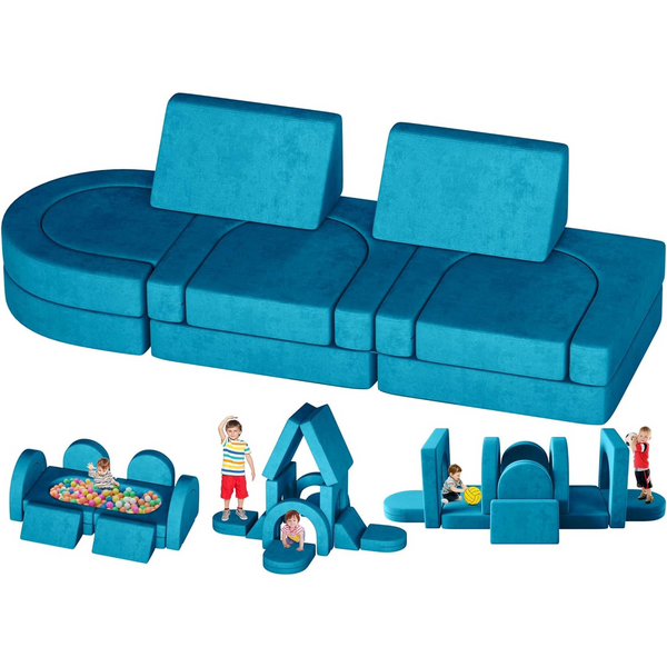 Kids Couch 12PCS Modular Kids Toddler Play Couch with 2 Triangular Cu linor