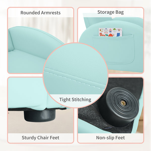 Kids Couch, Toddler Chair with Ottoman, Toddler Couch with 5 Adjustable Backrests, Leatherette Sofa Chair is Waterproof and Stain-Resistant, Kids Sofa for Girls and Boys