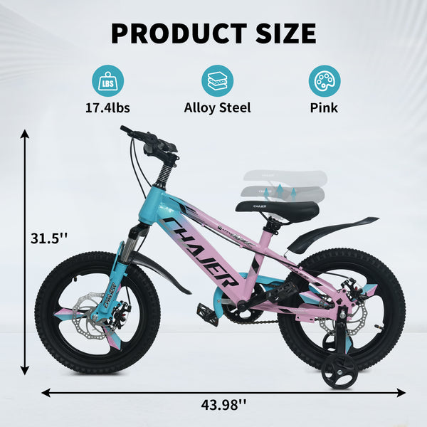 Kids Bike, 16 20 Inch Kids' Bicycles for 7-14 Years Old Boys Girls, Kids Mountain Bike with Training Wheels and Disc Brake