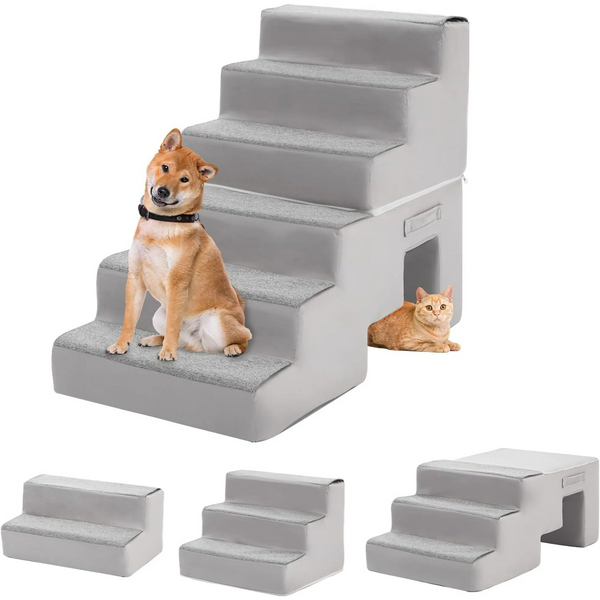 Dog Stairs for Small Dogs, Dog Stairs for High Beds, Non-Slip Bottom 28" Dog Steps for Beds and Couches, Pet Stairs for Small Large Dogs with 30D High-Density Sponge, 2/3/6 Steps