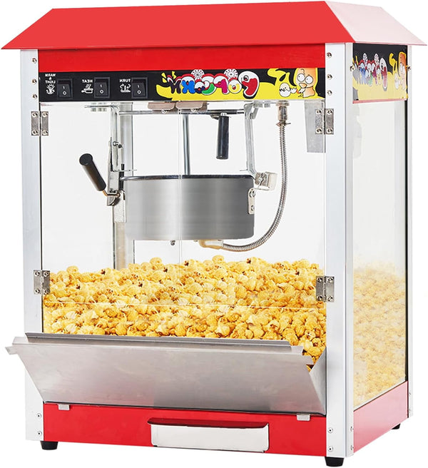 10 oz Commercial Hot Air Popcorn Maker, 1300W 60 Cups per Batch